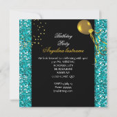 Invitation Turquoise Blue Gold Parties scintillant talons hau (Dos)