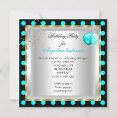 Invitation Turquoise Blue Gold Parties scintillant White Spot (Dos)