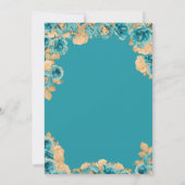 Invitation Turquoise Blue & Gold Roses Elegant Gown Fête des  (Dos)