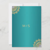 Invitation Turquoise Blue Green Mandala Gold Mariage indien (Dos)