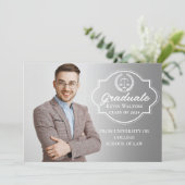 Invitation Turquoise Blue Law School Graduation Party Photo (Debout devant)