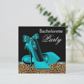 Invitation Turquoise Blue Leopard High Heels Bachelorette Par (Debout devant)