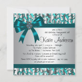 Invitation Turquoise Blue Leopard Sweet sixteen Masquerade Pa (Dos)