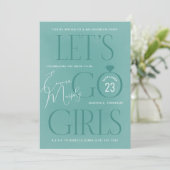 Invitation Turquoise Blue Lets Go Girls Bachelorette Party (Debout devant)