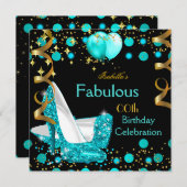 Invitation Turquoise Blue Lights High Heures Gold Anniversair (Devant / Derrière)