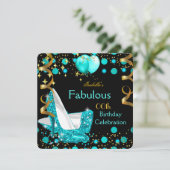 Invitation Turquoise Blue Lights High Heures Gold Anniversair (Debout devant)