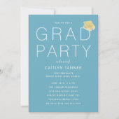 Invitation Turquoise Blue Modern Photo Graduation Party (Devant)