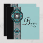 Invitation Turquoise Blue Native American Birthday Party (Devant / Derrière)