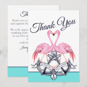 Invitation Turquoise Blue Nautical corde Heart Ancre Mariage (Devant / Derrière)