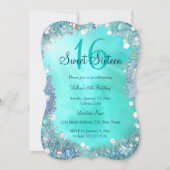 Invitation Turquoise Blue Ocean Pearls Sweet 16 Anniversaire (Devant)