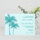 Invitation Turquoise Blue Palm Tree Tropical Mariage (Debout devant)