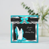 Invitation Turquoise Blue Parties scintillant Hi Heures Silve (Debout devant)