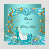 Invitation Turquoise Blue Parties scintillant talons hauts Fa (Devant / Derrière)