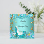 Invitation Turquoise Blue Parties scintillant talons hauts Fa (Debout devant)