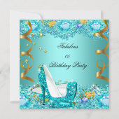 Invitation Turquoise Blue Parties scintillant talons hauts Fa (Devant)