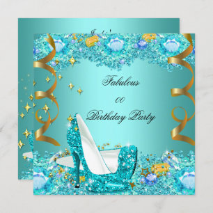 Invitation Turquoise Blue Parties scintillant talons hauts Fa