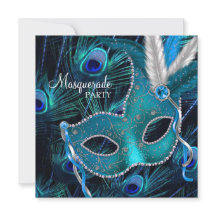 Turquoise Blue Peacock Masquerade Party