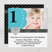 Invitation Turquoise Blue Photo fête d'anniversaire (Devant / Derrière)