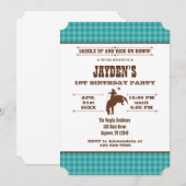 Invitation Turquoise Blue Plaid Cowboy Rodeo Anniversaire Inv (Devant / Derrière)
