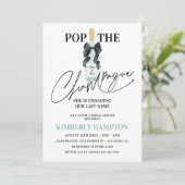 Invitation Turquoise Blue Pop La Fête des mariées Champagne (Debout devant)