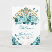 Invitation Turquoise Blue Princesse Tiara Quinceanera Program (Devant)