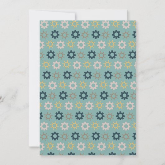 Invitation Turquoise Blue Robot Gears Simple 1er anniversaire (Dos)