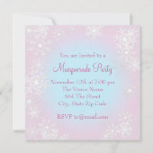 Invitation Turquoise Blue Rose Snowflake Masquerade Party (Dos)