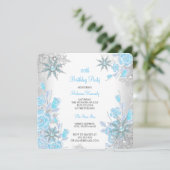 Invitation Turquoise Blue Rose Winter Wonderland Snowflakes P (Debout devant)