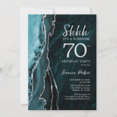 Invitation Turquoise Blue Silver Agate Surprise 70e anniversa (Devant)