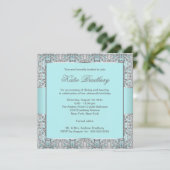 Invitation Turquoise Blue Silver Lace Classic Sweet sixteen P (Debout devant)