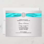 Invitation Turquoise Blue Silver Sweet sixteen (Dos)