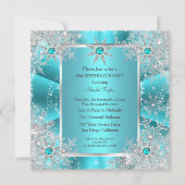 Invitation Turquoise Blue Snowflake Silver Winter Wonderland  (Devant)