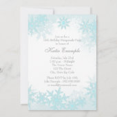 Invitation Turquoise Blue Snowflake Sweet 16 Masquerade Party (Dos)