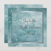 Invitation Turquoise Blue Snowflakes fête chrétienne de Noël (Devant / Derrière)