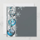 Invitation Turquoise Blue Snowflakes Ornements Noël (Dos)