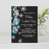 Invitation Turquoise Blue Snowflakes Ornements Noël (Debout devant)