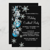 Invitation Turquoise Blue Snowflakes Ornements Noël (Devant / Derrière)