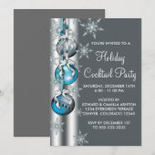 Invitation Turquoise Blue Snowflakes Ornements Noël (Devant / Derrière)