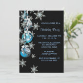 Invitation Turquoise Blue Snowflakes Ornements Noël (Debout devant)
