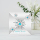 Invitation Turquoise Blue Snowflakes Winter Wonderland Party (Debout devant)