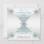 Invitation Turquoise Blue Snowflakes Winter Wonderland Party (Dos)