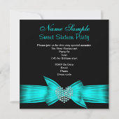Invitation Turquoise Blue Sweet 16 Anniversaire Diamond Tiara (Dos)