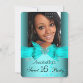 Invitation Turquoise Blue Sweet 16 Anniversaire Party Diamond (Devant)