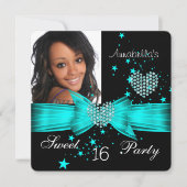 Invitation Turquoise Blue Sweet 16 Anniversaire Party Diamond (Devant)