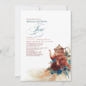 Invitation Turquoise Blue Terracotta Floral Fête des mariées  (Devant)