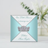 Invitation Turquoise Blue Tiara Princess (Debout devant)