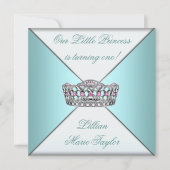 Invitation Turquoise Blue Tiara Princess (Devant)