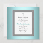 Invitation Turquoise Blue Twins Photo Première communion (Dos)