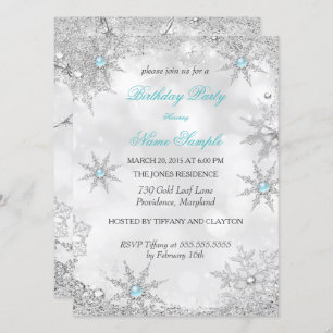Invitation Turquoise Blue Winter Wonderland fête d'anniversai
