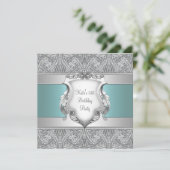 Invitation Turquoise Blue Womans 21e fête d'anniversaire (Debout devant)